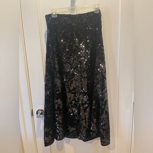 Anthropologie Black Sequin Long Skirt-New with Tags-Size Small (Size 4/6)